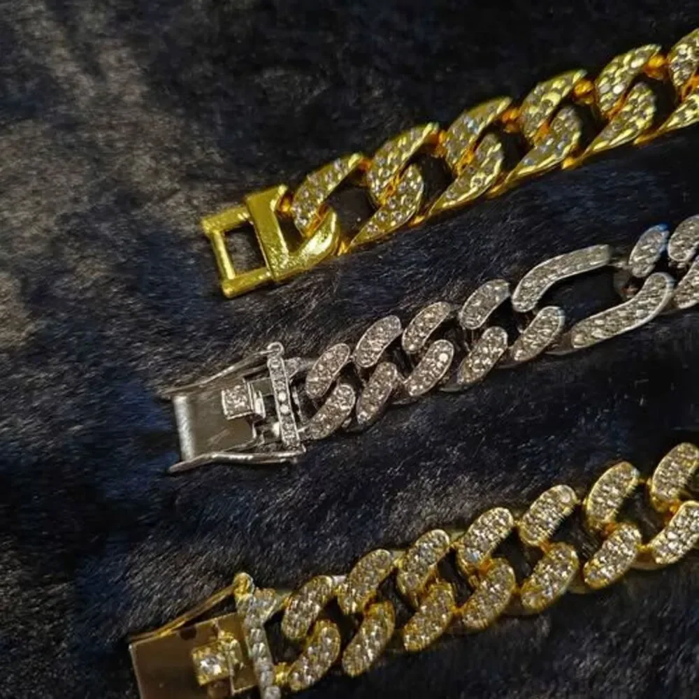 Plated Men's CZ fashion bracelets. Priced as each